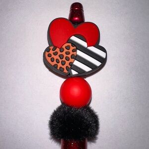Valentine Red & Black Heart Handmade Pen